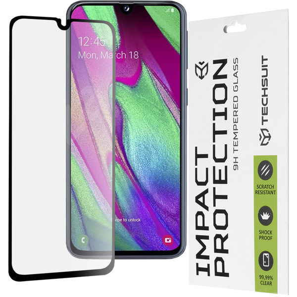 Techsuit - 111D Full Cover / Full Glue Glass - Samsung Galaxy A40 - Black