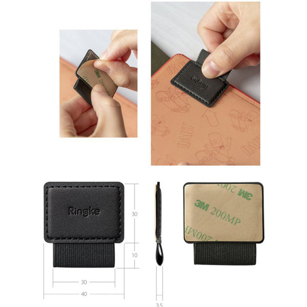 Ringke - Pen Holder (5 pack) - Ecological Leather, Textile, Elastic - Black