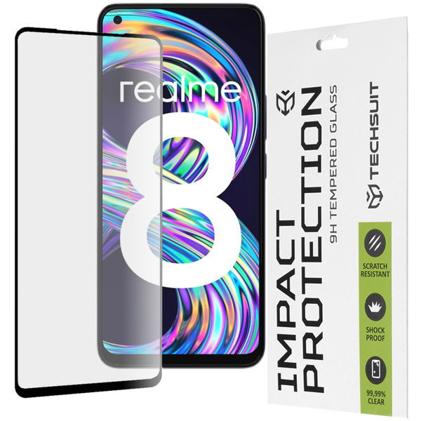 Techsuit - 111D Full Cover / Full Glue Glass - Realme 8 4G / 8 Pro - Black
