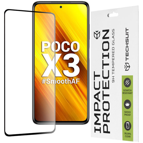 Techsuit - 111D Full Cover / Full Glue Glass - Xiaomi Poco X3 / Poco X3 NFC / Poco X3 Pro - Black