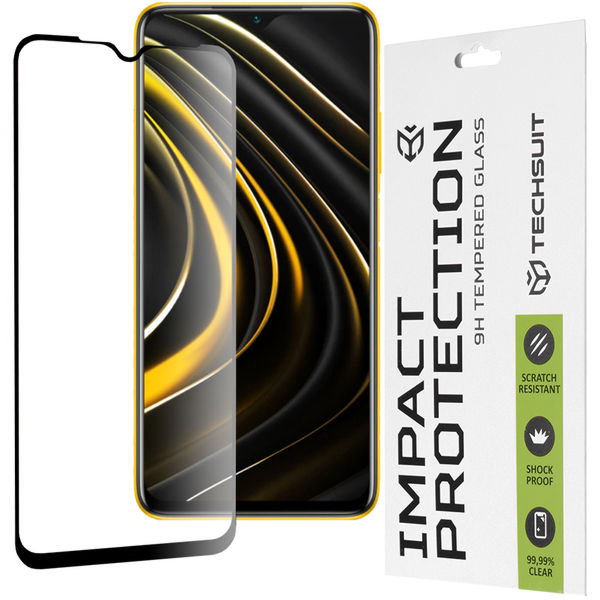 Techsuit - 111D Full Cover / Full Glue Glass - Xiaomi Poco M3 / Redmi 9 Power / Redmi 9T - Black