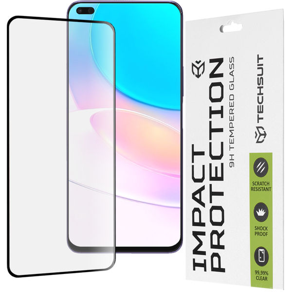 Techsuit - 111D Full Cover / Full Glue Glass - Huawei nova 8i / Honor 50 Lite - Black