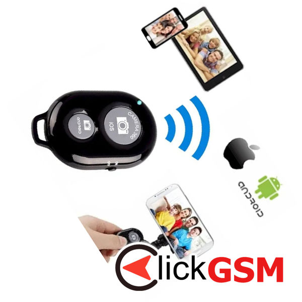Techsuit - Bluetooth Remote Control (RMC-01) - for Selfie, iOS 360° Camera, Android, CR2032 Battery - Black