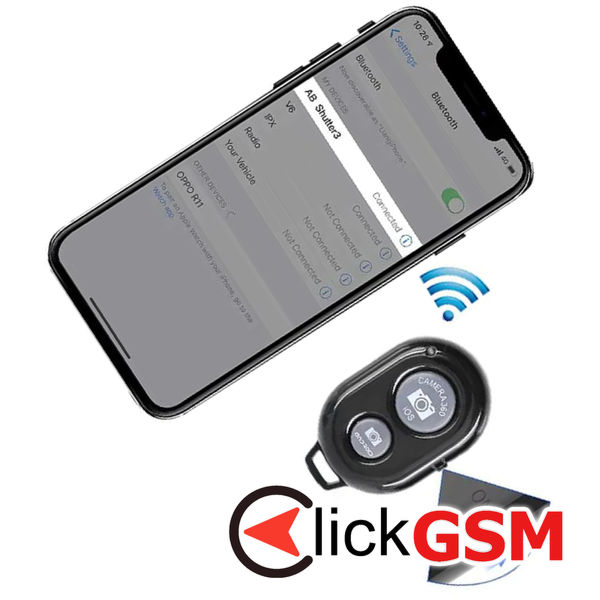 Techsuit - Bluetooth Remote Control (RMC-01) - for Selfie, iOS 360° Camera, Android, CR2032 Battery - Black