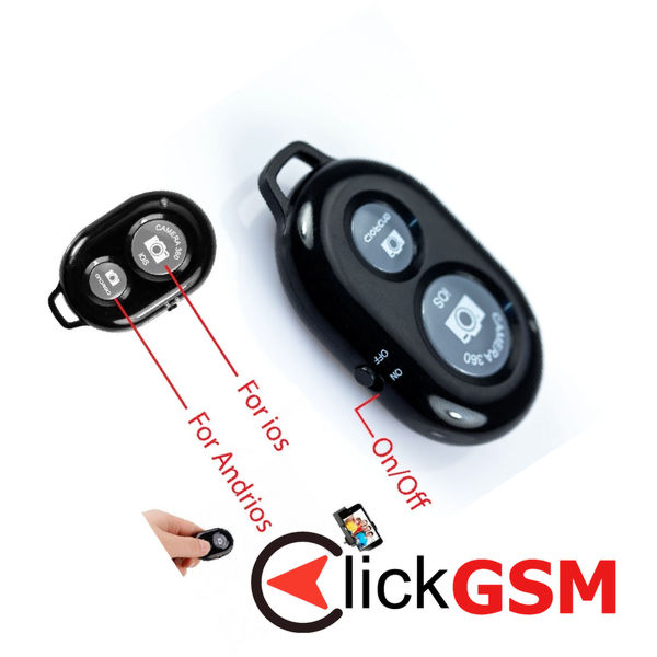 Techsuit - Bluetooth Remote Control (RMC-01) - for Selfie, iOS 360° Camera, Android, CR2032 Battery - Black