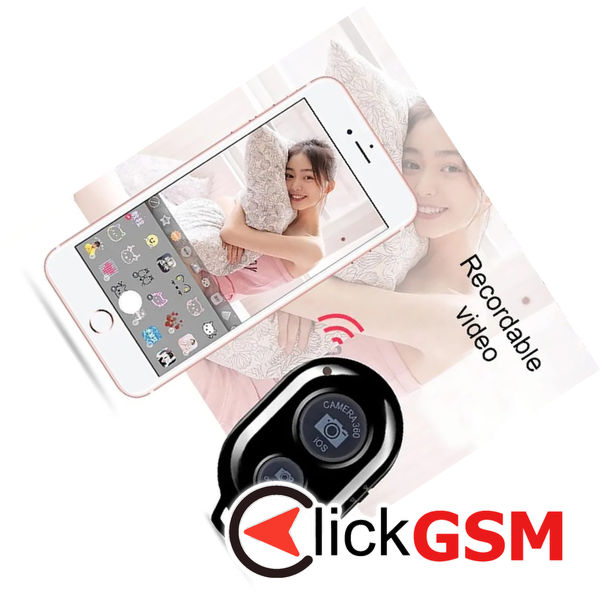 Techsuit - Bluetooth Remote Control (RMC-01) - for Selfie, iOS 360° Camera, Android, CR2032 Battery - Black