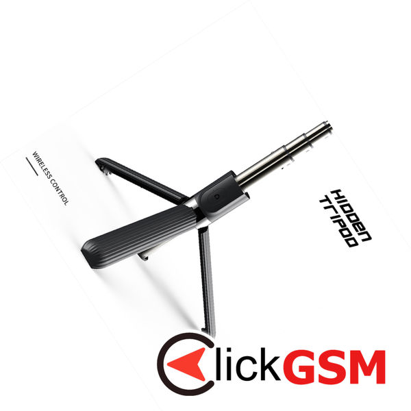 Techsuit - Selfie Stick (L03S) - with Bluetooth Remote, Stable Tripod Mount, Led Light, 84cm - Black