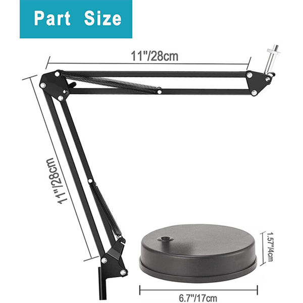 Techsuit - Desk Holder (GT6) - Adjustable Arm for Multipurpose Use with 1/4 Screw Compatibility - Black