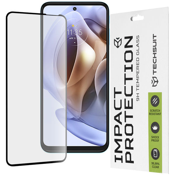 Techsuit - 111D Full Cover / Full Glue Glass - Motorola Moto G31 / Moto G41 / Moto G62 5G / Moto G71 5G - Black