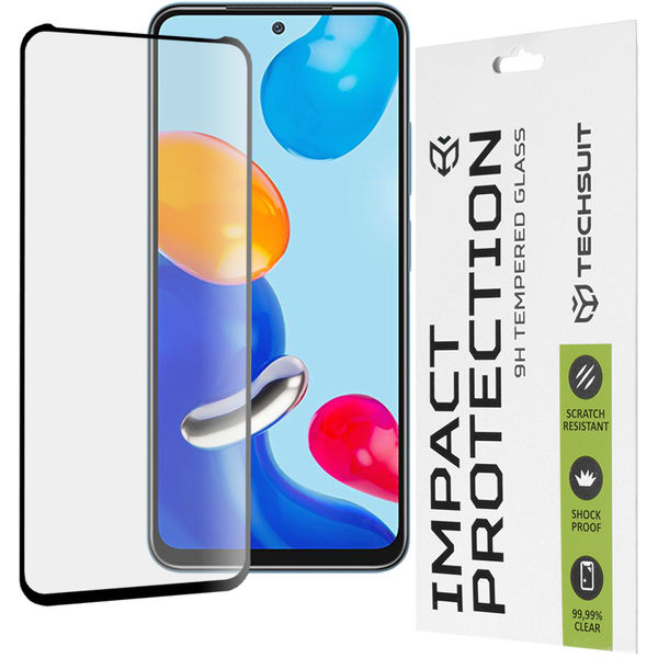 Techsuit - 111D Full Cover / Full Glue Glass - Xiaomi Redmi Note 11 / Note 11S / Poco M4 Pro 4G - Black