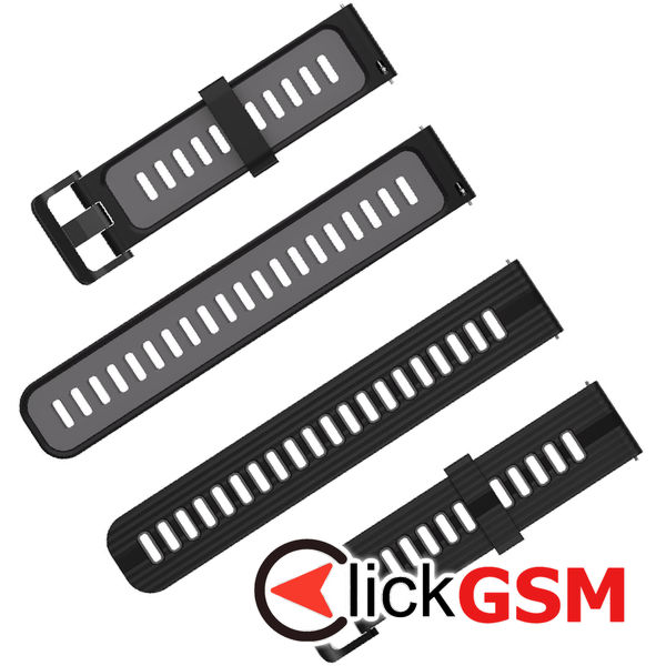 Techsuit - Watchband 20mm (W002) - Samsung Galaxy Watch 4/5/Active 2, Huawei Watch GT 3 (42mm)/GT 3 Pro (43mm) - Black