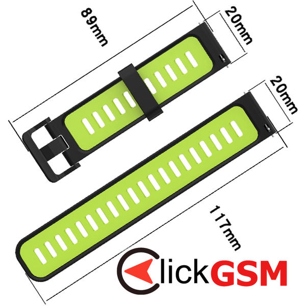 Techsuit - Watchband 20mm (W002) - Samsung Galaxy Watch 4/5/Active 2, Huawei Watch GT 3 (42mm)/GT 3 Pro (43mm) - Black