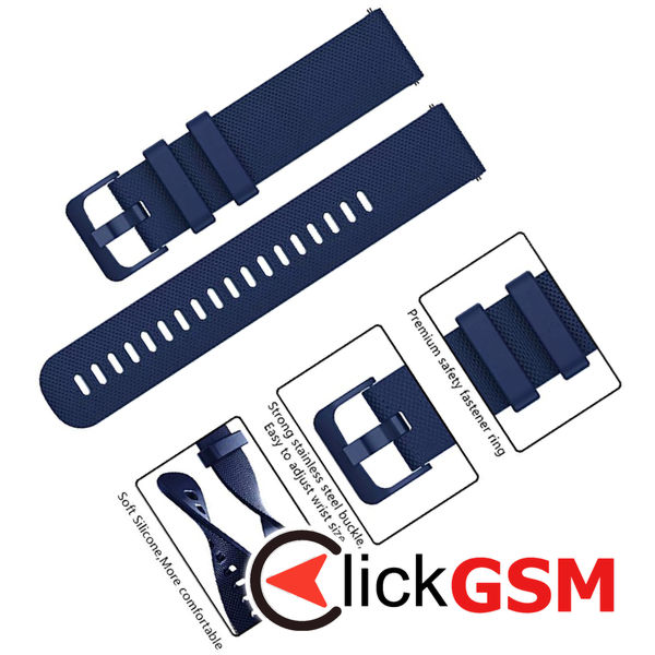 Techsuit - Watchband 20mm (W006) - Samsung Galaxy Watch 4/5/Active 2, Huawei Watch GT 3 (42mm)/GT 3 Pro (43mm) - Blue
