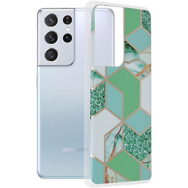 Techsuit - Marble Series - Samsung Galaxy S21 Ultra - Green Hex
