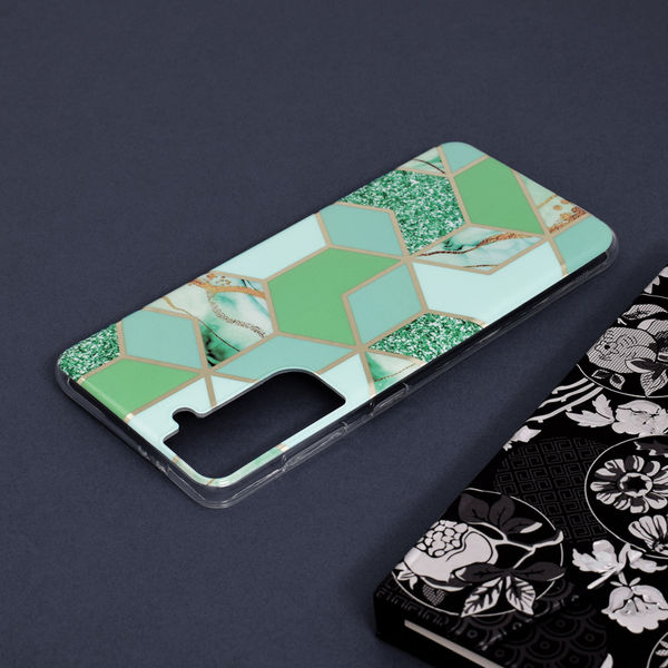 Techsuit - Marble Series - Samsung Galaxy S21 Plus - Green Hex