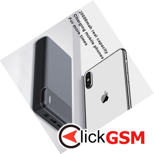 Techsuit - Power Bank (PB-N2) - Dual USB, LED Lights for Power State, 20000mAh - Black