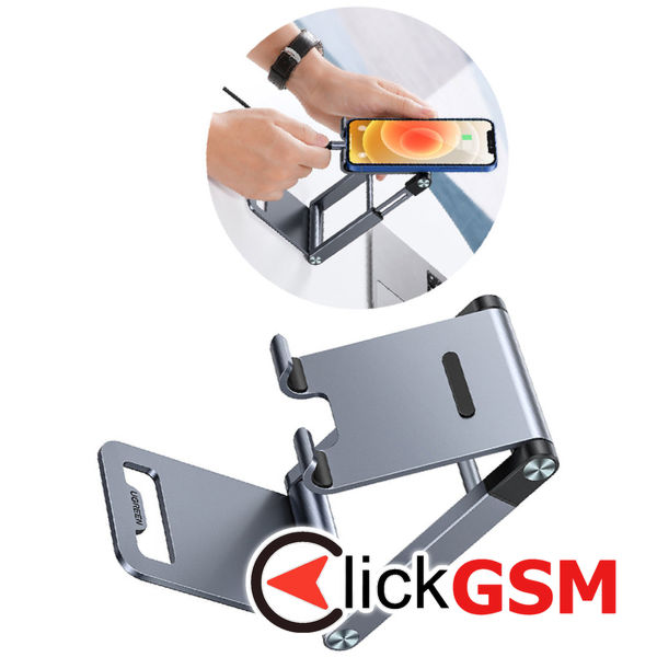 Ugreen - Desk Holder (50324) - Folding Feature, from Aluminium Alloy, Silicone Pads, for Phone - Gray