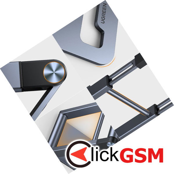 Ugreen - Desk Holder (50324) - Folding Feature, from Aluminium Alloy, Silicone Pads, for Phone - Gray