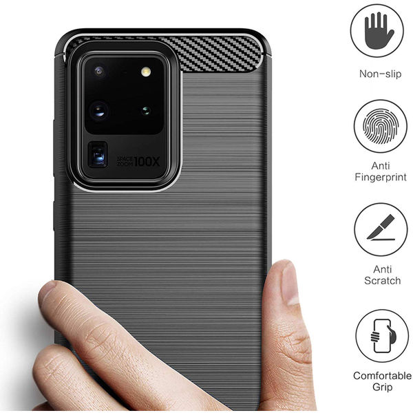 Techsuit - Carbon Silicone - Samsung Galaxy S20 Ultra 4G / S20 Ultra 5G - Black