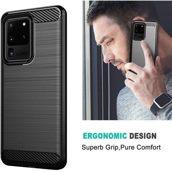 Techsuit - Carbon Silicone - Samsung Galaxy S20 Ultra 4G / S20 Ultra 5G - Black