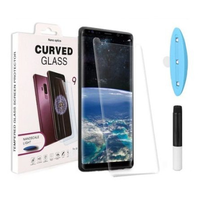 Folie Sticla Securizata curbata cu adeziv prin aplicare UV light Samsung Galaxy S10 Plus G975 Transparent-Transparent