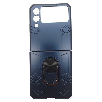 Husa din plastic dur cu inel de support pentru Samsung Galaxy Z Flip 3 Albastru