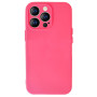 Husa din silicon compatibila cu iPhone 13 cu protectie la camera,silk touch, interior din catifea, Roz neon