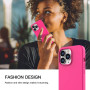 Husa din silicon compatibila cu iPhone 13 cu protectie la camera,silk touch, interior din catifea, Roz neon