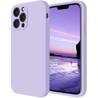 Husa din silicon compatibila cu iPhone 13 Pro cu protectie la camera,silk touch, interior din catifea, Lila