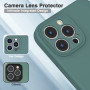 Husa din silicon compatibila cu iPhone 13 Pro cu protectie la camera,silk touch, interior din catifea, Verde inchis