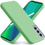 Husa din silicon compatibila cu Samsung Galaxy S22 cu protectie la camera, silk touch, interior din catifea, Mint Green