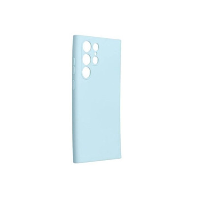 Husa din silicon compatibila cu Samsung Galaxy S22 Ultra cu protectie la camera, silk touch, interior din catifea, Sky Blue