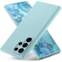 Husa din silicon compatibila cu Samsung Galaxy S22 Ultra cu protectie la camera, silk touch, interior din catifea, Sky Blue