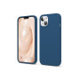 Husa din silicon compatibila cu iPhone 14, silk touch, interior din catifea, Deep Blue