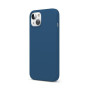 Husa din silicon compatibila cu iPhone 14, silk touch, interior din catifea, Deep Blue