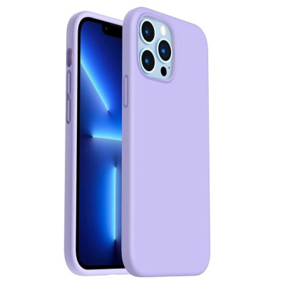 Husa din silicon compatibila cu iPhone 14 Pro, silk touch, interior din catifea, Mov