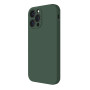 Husa din silicon compatibila cu iPhone 14, silk touch, interior din catifea cu decupaje la camere, Verde inchis