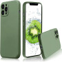 Husa din silicon compatibila cu iPhone 14, silk touch, interior din catifea cu decupaje la camere, Verde inchis