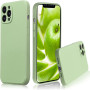 Husa din silicon compatibila cu iPhone 14, silk touch, interior din catifea cu decupaje la camere, Verde deschis