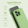 Husa din silicon compatibila cu iPhone 14, silk touch, interior din catifea cu decupaje la camere, Verde deschis