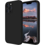 Husa din silicon compatibila cu iPhone 14 Plus, silk touch, interior din catifea cu decupaje la camere, Negru