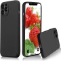 Husa din silicon compatibila cu iPhone 14 Plus, silk touch, interior din catifea cu decupaje la camere, Negru