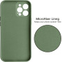 Husa din silicon compatibila cu iPhone 14 Plus, silk touch, interior din catifea cu decupaje la camere, Verde inchis