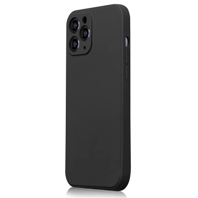 Husa din silicon compatibila cu iPhone 14 Pro Max, silk touch, interior din catifea cu decupaje la camere, Negru