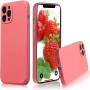 Husa din silicon compatibila cu iPhone 14 Pro Max, silk touch, interior din catifea cu decupaje la camere, Rosu deschis