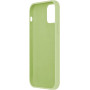 Husa din silicon compatibila cu iPhone 14, silk touch, interior din catifea, camera bump, Verde deschis