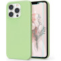 Husa din silicon compatibila cu iPhone 14, silk touch, interior din catifea, camera bump, Verde deschis