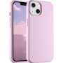 Husa din silicon compatibila cu iPhone 14, silk touch, interior din catifea, camera bump, Roz deschis