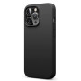 Husa din silicon compatibila cu iPhone 14 Plus, silk touch, interior din catifea, camera bump, Negru