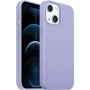 Husa din silicon compatibila cu iPhone 14 Plus, silk touch, interior din catifea, camera bump, Mov